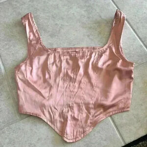 Satin Light Pink Crop Top